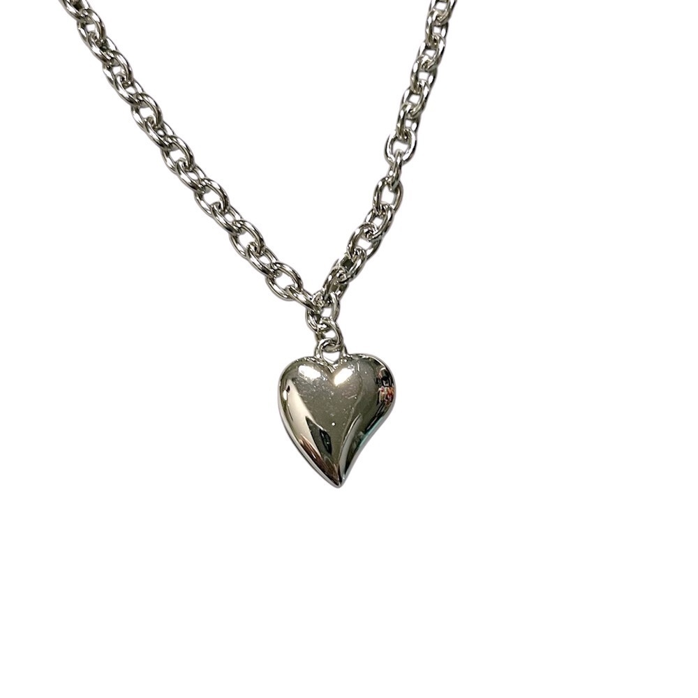 Silver Heart Pendant Chain Necklace 17”-19 3/4” - Picture 3 of 4